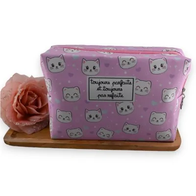 Trousse da toilette rosa testa di gatto