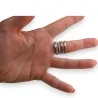 Silver multi-row steel ring with rhinestones | Trendy women's jewelry