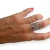 Silberfarbener Stahlring mit Feder und Strass