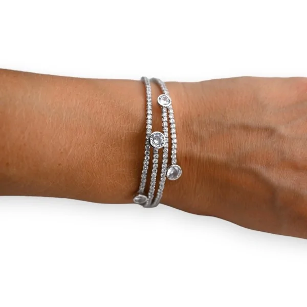 Pulsera de varias filas con strass y piedra blanca