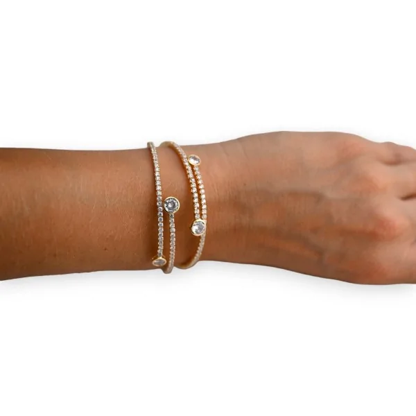 Pulsera de acero dorado multicapa