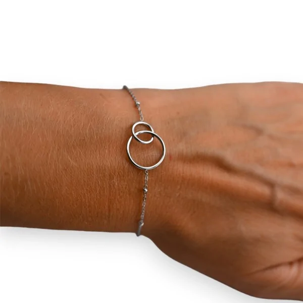 Silver steel bracelet with 2 circles