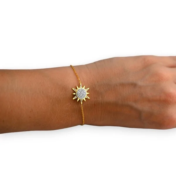 Bracelet acier doré soleil brillant