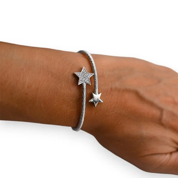 Bracciale argentato doppia stella