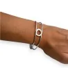 Brazalete rígido geométrico plateado