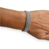 Bracelet Rigide Dentelle Argenté avec Strass | Bijou Élégant Oriental