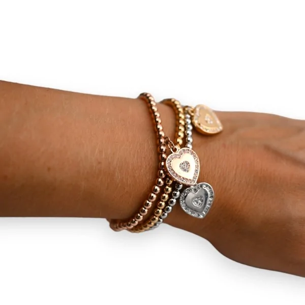 Elastisches Armband mit 3 Reihen und Herz
