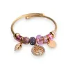 Rigid charm bracelet in lilac and gold with tree of life