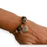 Crystal Heart Charm Bracelet | Elegant Black and Gold Jewelry | Trendy Fashion