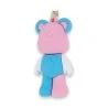 Ourson rose et bleu de 7 × 3,5 cm à motif éclair