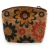 Small cork wallet with multicolored flowers