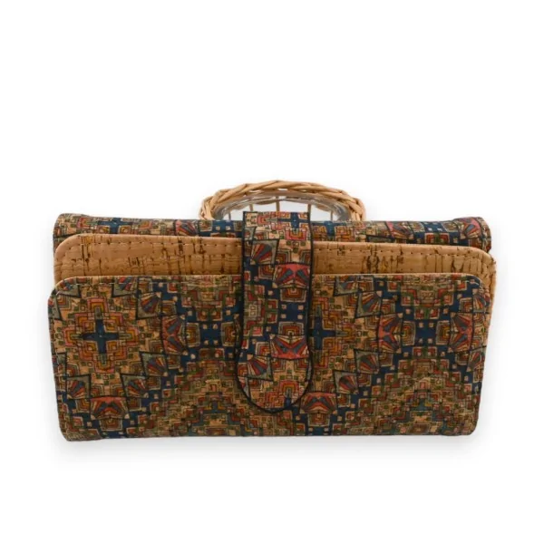 Cartera de corcho con diseño multicolor