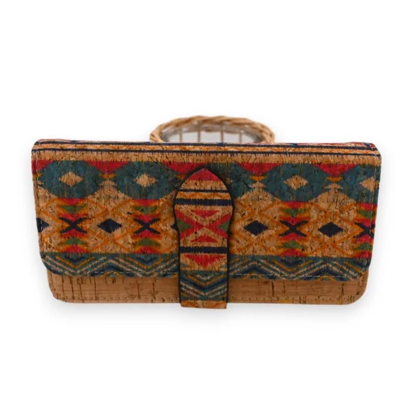 Cartera de corcho con diseño indio