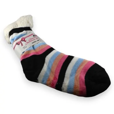 Meia-pantufa pilou listrada multicolorida