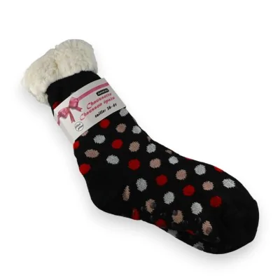 Meia-pantufas pilou preta com bolinhas
