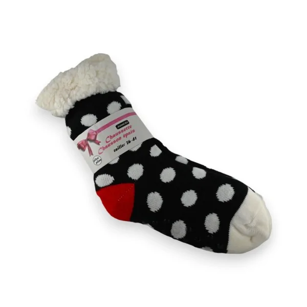 Calzini-pantofola pilou bianco e nero a pois
