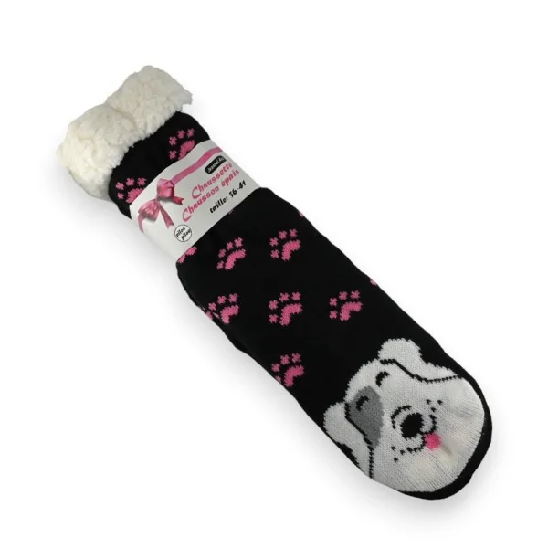Calcetín zapatilla de estar por casa con diseño de cabeza de perro