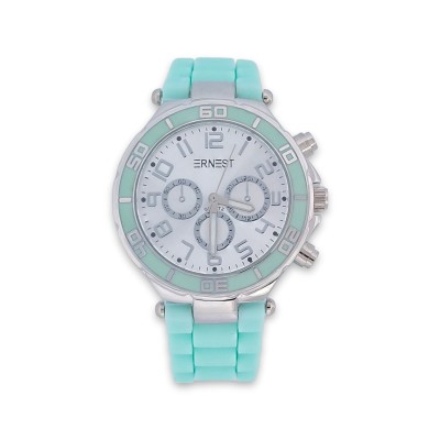 Montre ERNEST turquoise en silicone avec boîtier rond de 39 mm