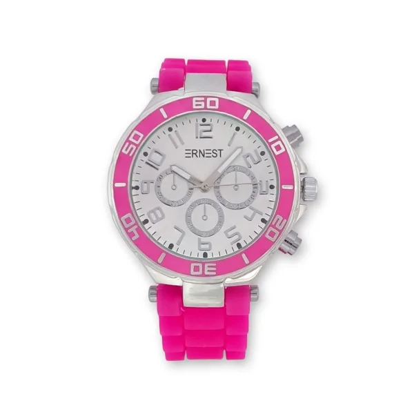 Orologio da donna in silicone ERNEST rosa fluorescente