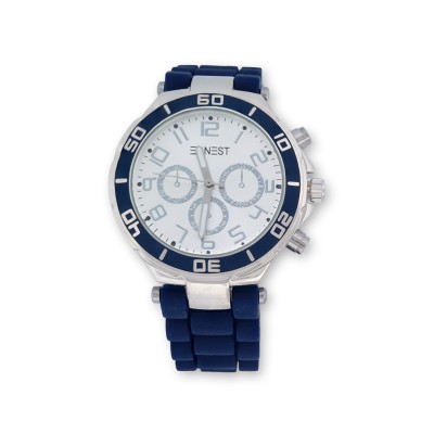 Montre ERNEST bleu nuit en silicone avec cadran blanc de 39 mm