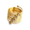 Anillo Espiral Dorado con Strass | Joya Tendencia Resorte Oro Mujer | Moda Tendencia