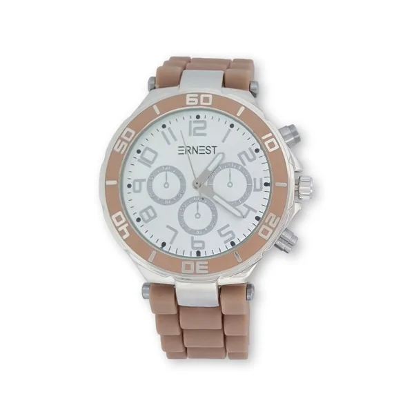 Relógio feminino de silicone ERNEST cor taupe