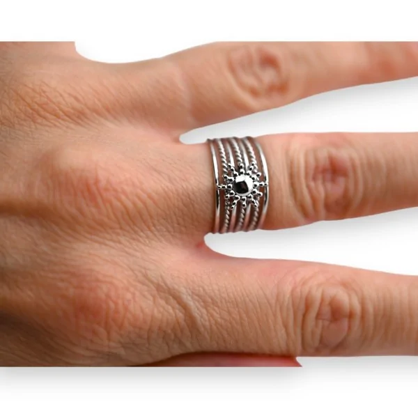 Silver steel sun ring