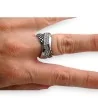 Brushed silver and black steel ring