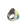Silver Fantasy Ring with Paint Pattern | Adjustable Artistic Jewelry