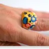 Bague Fantaisie Peinte à la Main - Bijou Artisanal Élastique Multicolore