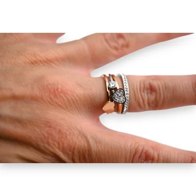 Two-tone steel heart ring