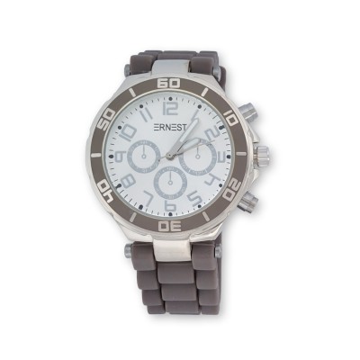 Montre ERNEST grise en silicone avec cadran blanc analogique