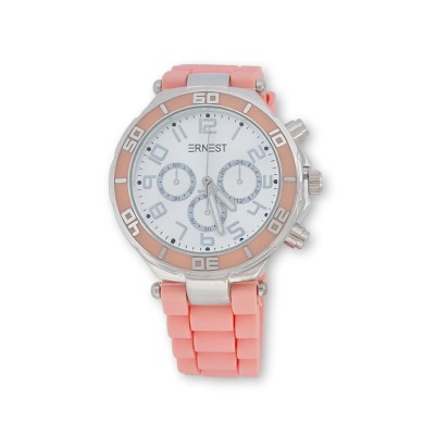 Montre ERNEST saumon avec bracelet silicone et cadran blanc