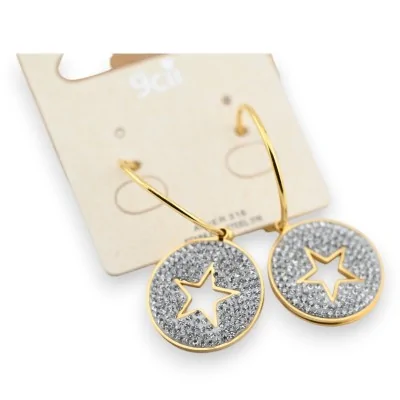 Gold-plated steel dangling star earring