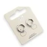 Silver steel earring with rhinestone circle