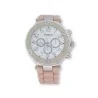 Montre ERNEST à bracelet silicone rose tendre, cadran blanc et lunette numérotée
