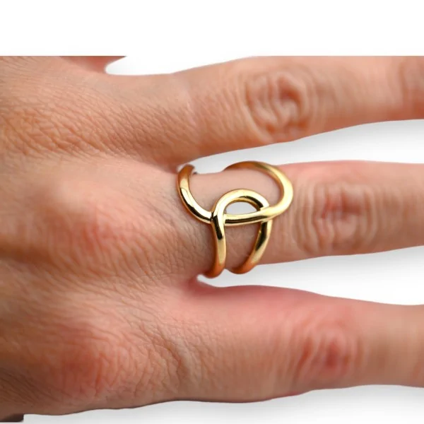Bague acier doré forme géométrique