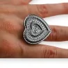 Fancy heart ring in silver-tone grey metal