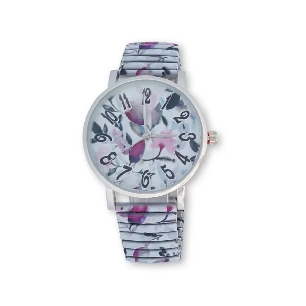 Relógio feminino elástico floral Ernest E64001-003