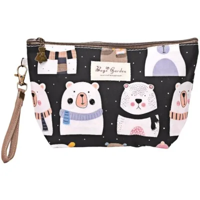 Bolsa de maquillaje con diseño de oso negro