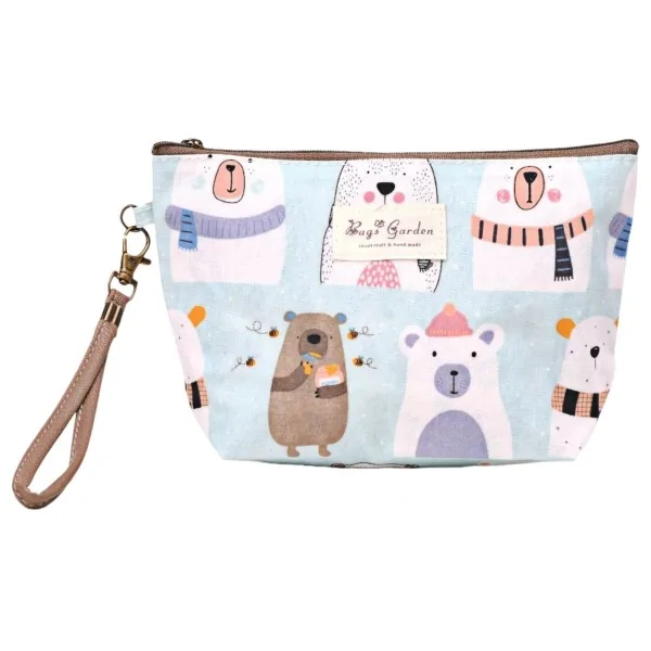 Bolsa de maquillaje con osito azul