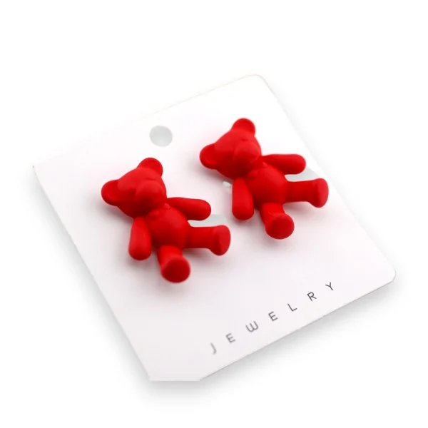 Red teddy bear earring