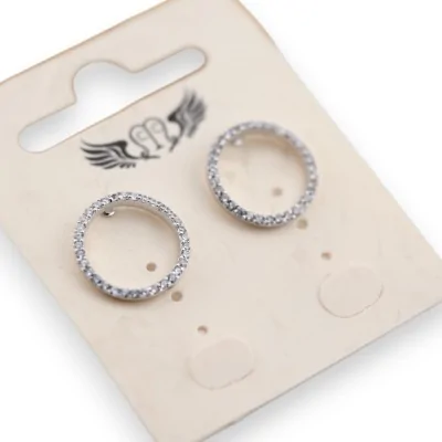 Fancy silver rhinestone circle earring