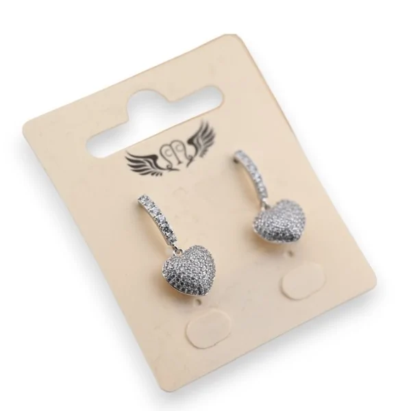 Silver-plated fantasy dangle earring with heart-shaped relief