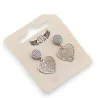 Silver-plated dangling lace heart earrings