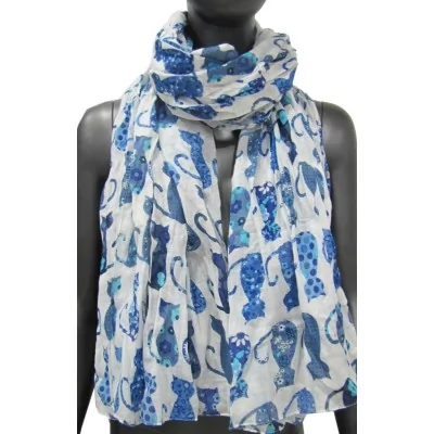 Lenço de gato patchwork em tons de azul para mulher