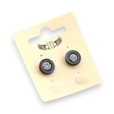 Silver-plated fantasy earring with black ceramic