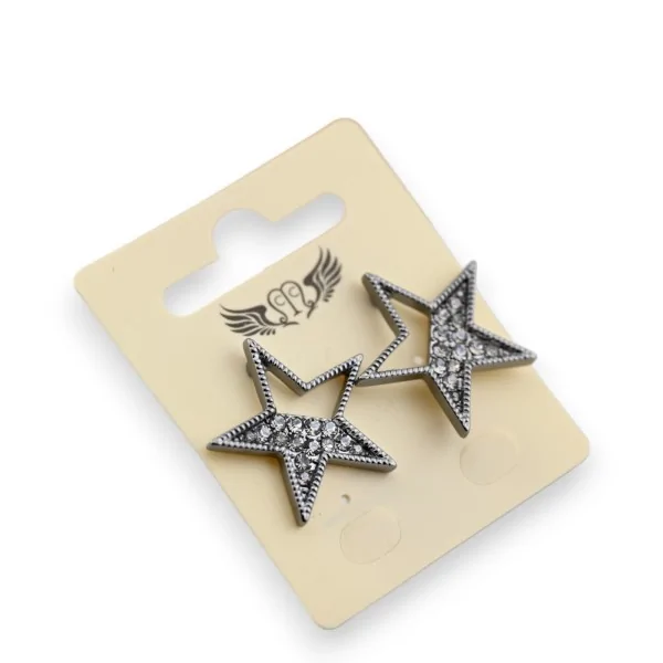 Pendiente de metal gris oscuro con estrella de estrás