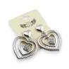 Boucles d'Oreilles Triple Cœur Argentées | Bijoux Fantaisie Élégants