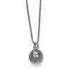 Collier Fantaisie Long Médaillon Pierre - Bijou Vintage Argenté Ajustable
